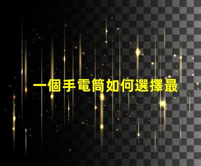 一個手電筒如何選擇最佳手電筒應用