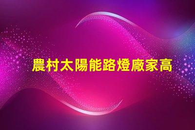 農村太陽能路燈廠家高效光源與節能解決方案